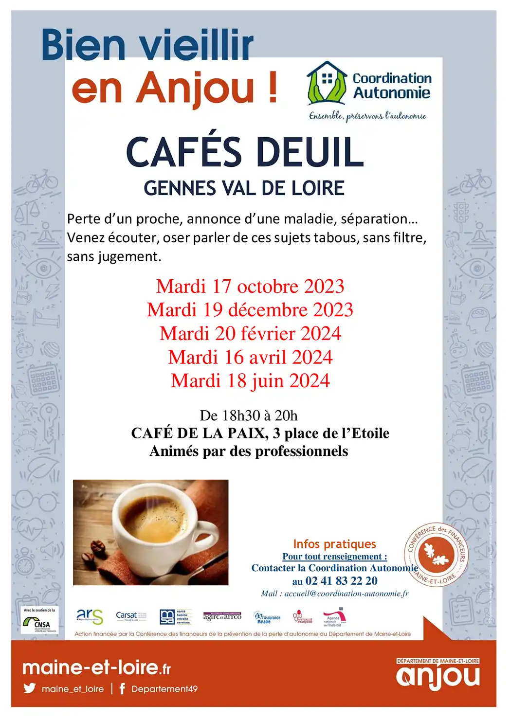 affiche cafés deuil à Gennes Vale de Loire - 17 octobre 2023